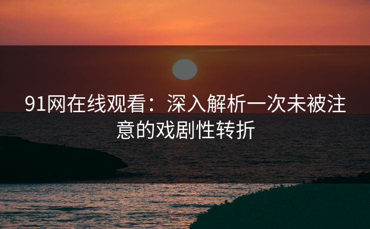 91网在线观看：深入解析一次未被注意的戏剧性转折