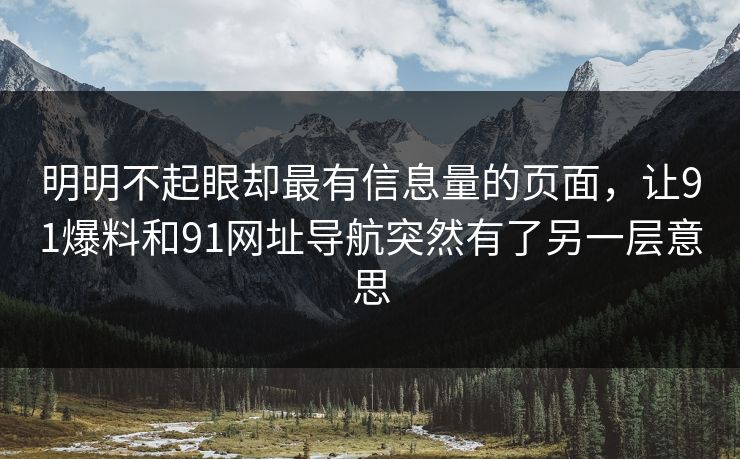 明明不起眼却最有信息量的页面，让91爆料和91网址导航突然有了另一层意思