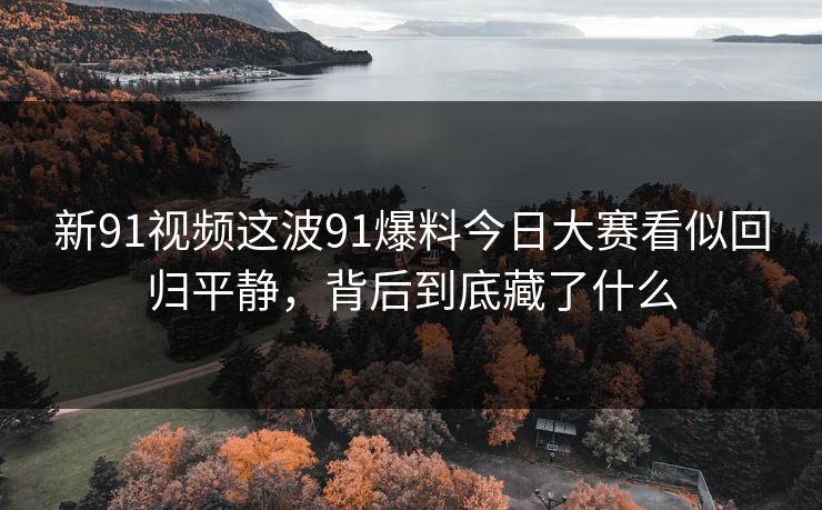 新91视频这波91爆料今日大赛看似回归平静，背后到底藏了什么