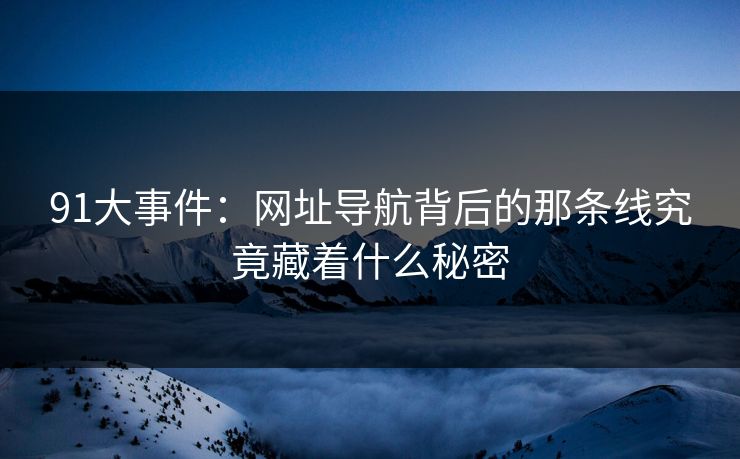 91大事件：网址导航背后的那条线究竟藏着什么秘密