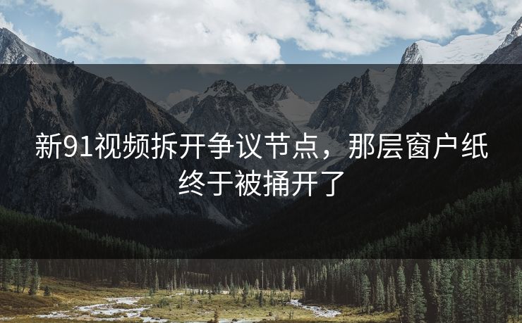 新91视频拆开争议节点，那层窗户纸终于被捅开了