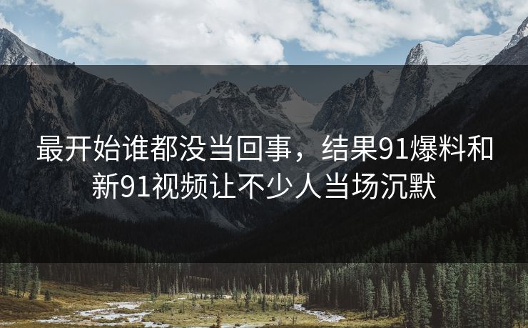 最开始谁都没当回事，结果91爆料和新91视频让不少人当场沉默