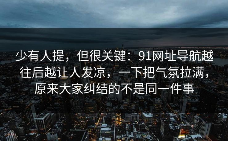 少有人提，但很关键：91网址导航越往后越让人发凉，一下把气氛拉满，原来大家纠结的不是同一件事