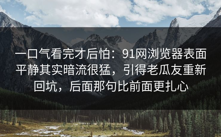 一口气看完才后怕：91网浏览器表面平静其实暗流很猛，引得老瓜友重新回坑，后面那句比前面更扎心