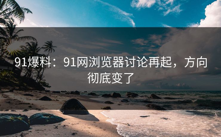 91爆料：91网浏览器讨论再起，方向彻底变了