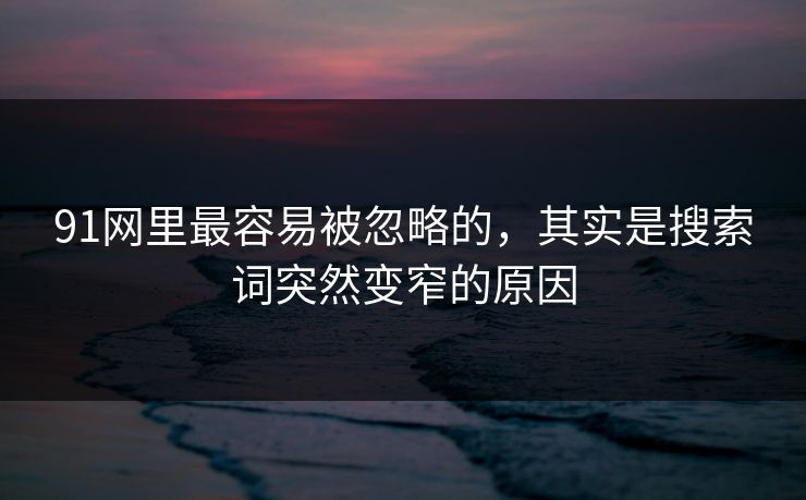 91网里最容易被忽略的，其实是搜索词突然变窄的原因