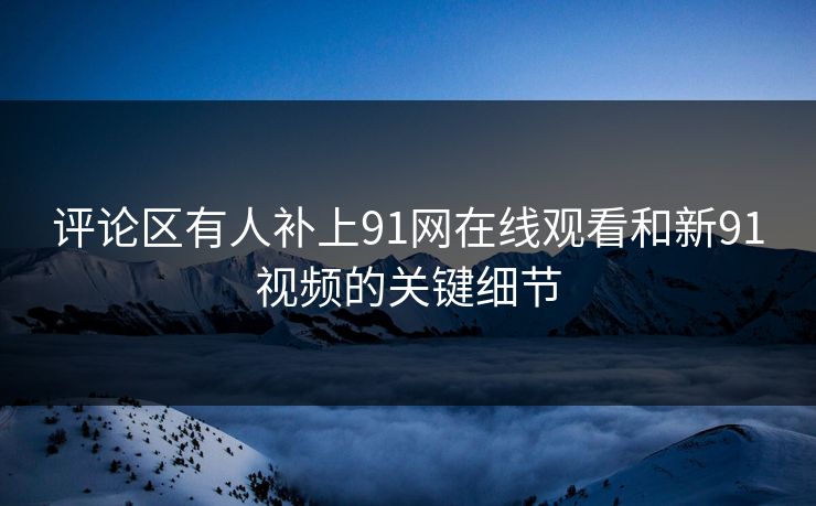 评论区有人补上91网在线观看和新91视频的关键细节
